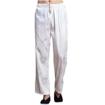 

Brand New White Chinese Men's Kung Fu Trousers Satin Kung Fu Pant Tai Chi Pants Wu Shu Pants Size M L XL XXL XXXL W50