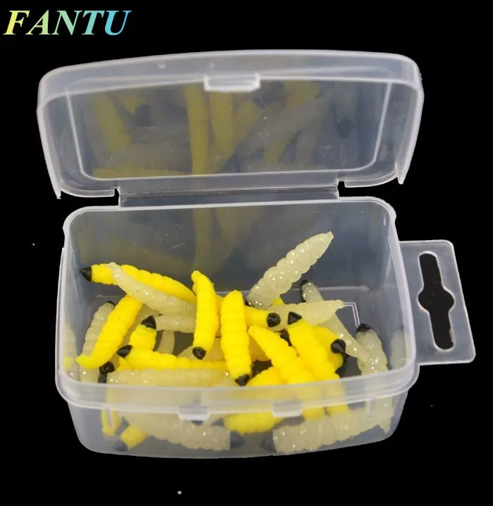 FANTU Worm Soft Baits 3cm Fishing Leurre Peche Soft Lure Maggot