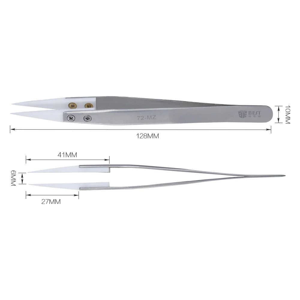 Новейший Высококачественный антикислотный керамический Пинцет из нержавеющей стали с тонким острым наконечником с термостойкостью 128x10 мм