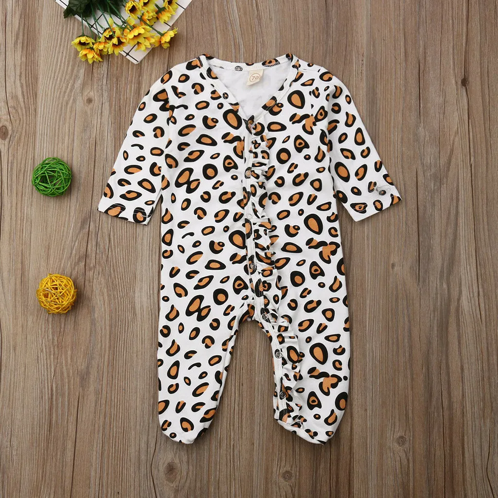 SAGACE/комбинезон с леопардовым принтом для новорожденных девочек и мальчиков; одежда с длинными рукавами; комбинезон с открытой спиной для новорожденных девочек; комплект одежды
