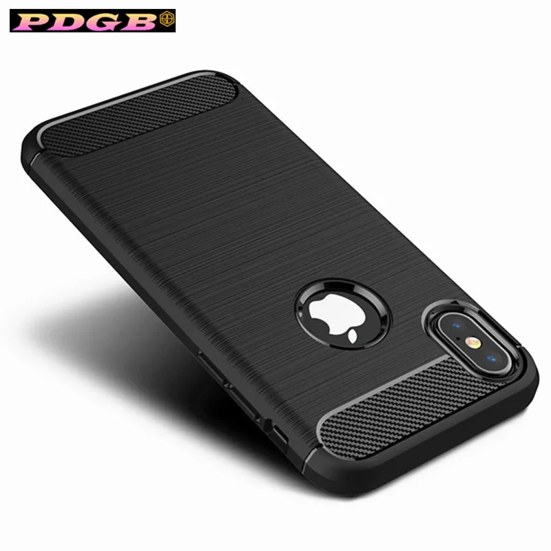 Best PDGB Brushed TPU Case for iPhone 5 SE 5s iPhone 6 6s Plus 7 8 Slim Carbon Fiber Silicone Soft Cover Shell for iPhone X XS Max XR