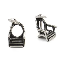 Doreen Box Vintage Acero inoxidable 304 3D cuentas silla Color plata joyería 14mm (4/8 