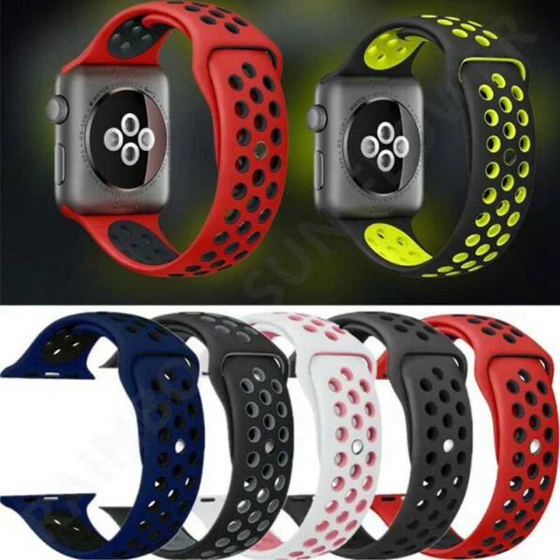 

Silicone strap band for Apple Watch series 4/3/2/1 38mm 42mm rubber wrist bracelet iwatch band 40mm 44mm Sport Wristbands