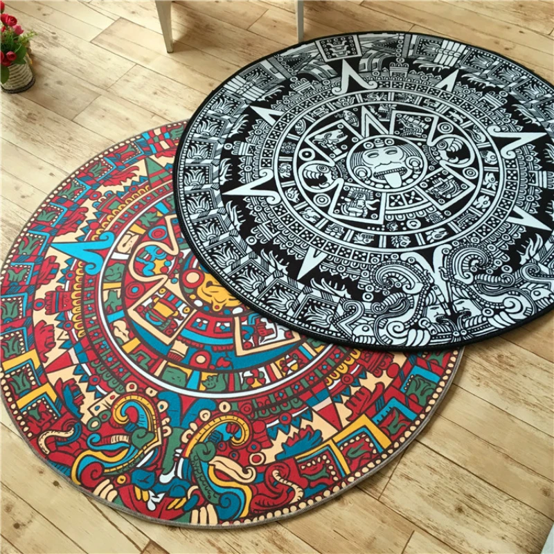 

Quality acrylic Captain Round rugs Living room doormat cartoon Carpets Door Floor Mat For Bedroom creative Mayan culture decor