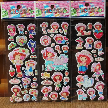 

30 sheets/lot strawberry girl 3D carton bubble sticker for kids birthday present, party favor gifts