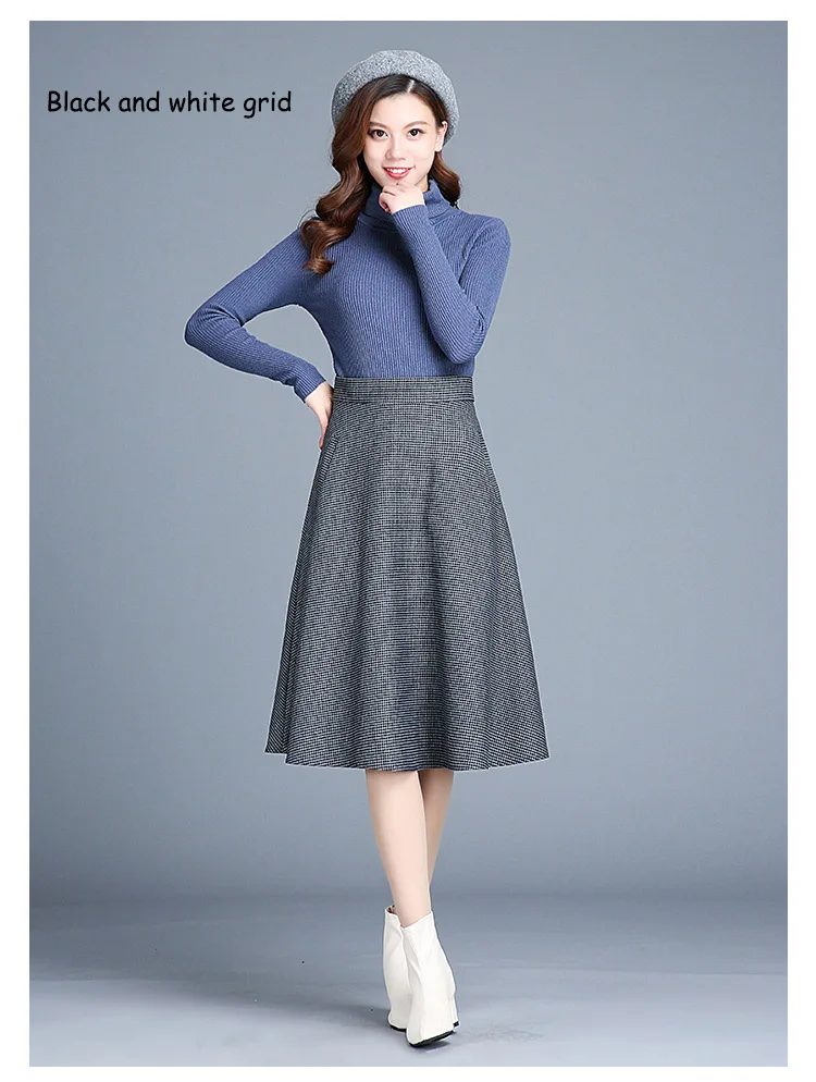 Весенне-осенняя юбка новая Корейская женская модная юбка с высокой талией шерстяная плиссированная юбка femme миди юбки женская юбка одежда