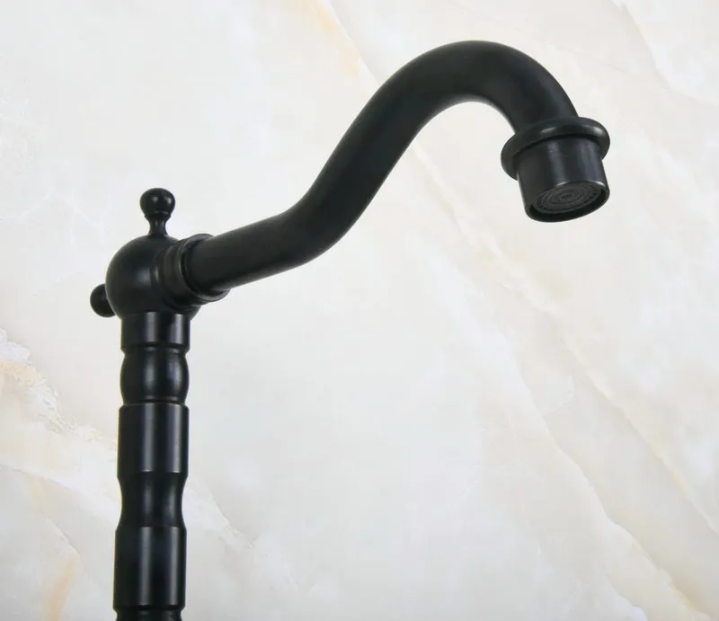 Oil Rubbed Bronze Dual Cross Handles Ceramic Base Bathroom Kitchen Basin Sink Faucet Mixer Tap Swivel Spout Deck Mounted mnf648