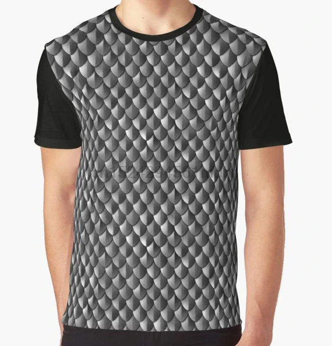 

All Over Print T-Shirt Men Funy tshirt Armor Dragon Scales Pattern Black Short Sleeve O-Neck Graphic Tops Tee women t shirt