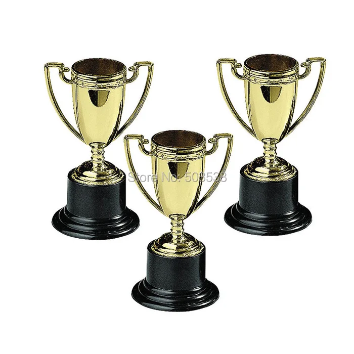 12PCS LOT Plastic gold cup trophy Kids sports medal Winner medal Educational props reward Creative gift