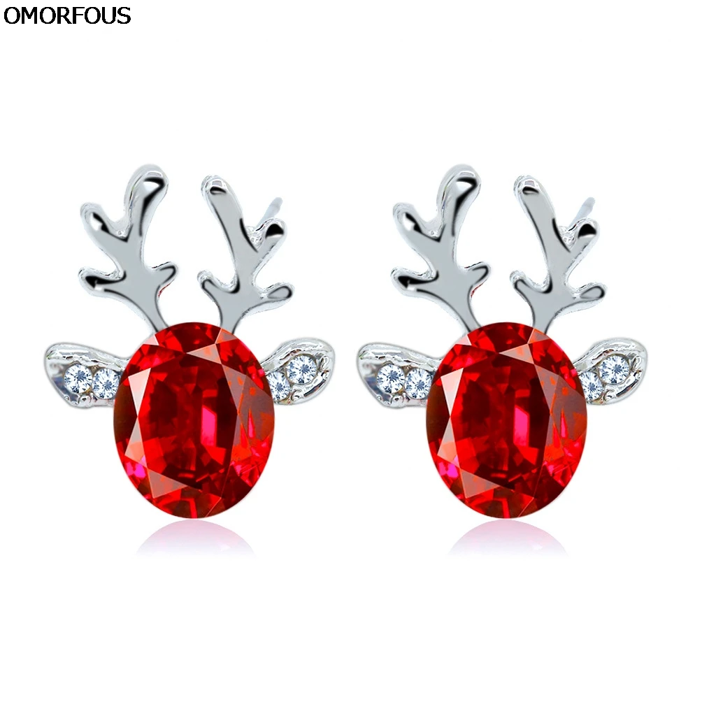 1Pair Retails New Christmas Earring Rhinestore Stud Crystal Elk Pattern Xmas Gift Christmas Gift for Girls 3D EH042 Dropshipping