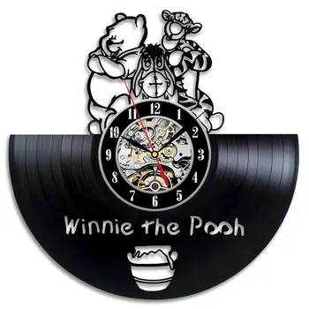 

Retro Vinyl Wall Clock Vintage Modern Design Cartoon 3D Stickers Winnie the Pooh Watch Wall Clocks Home Decor Silent