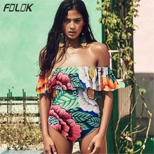 Женский купальник с оборками, сексуальный купальник, Цельный купальник с цветочным принтом, пляжная одежда, maillot de bain femme