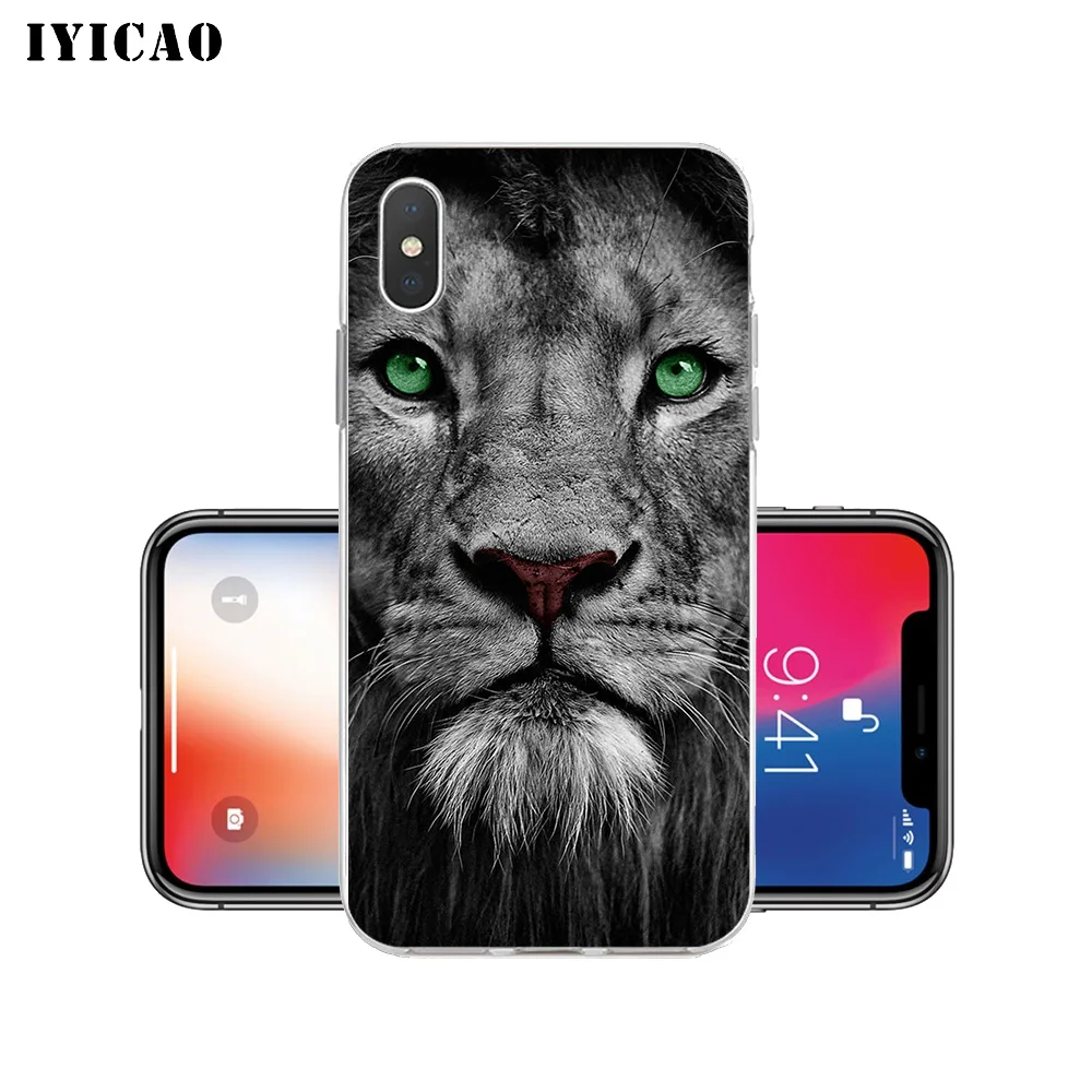 IYICAO классный волк лев тигр Мягкий силиконовый чехол для iPhone X XR XS MAX 6 6s 7 8 Plus 5 5S SE TPU