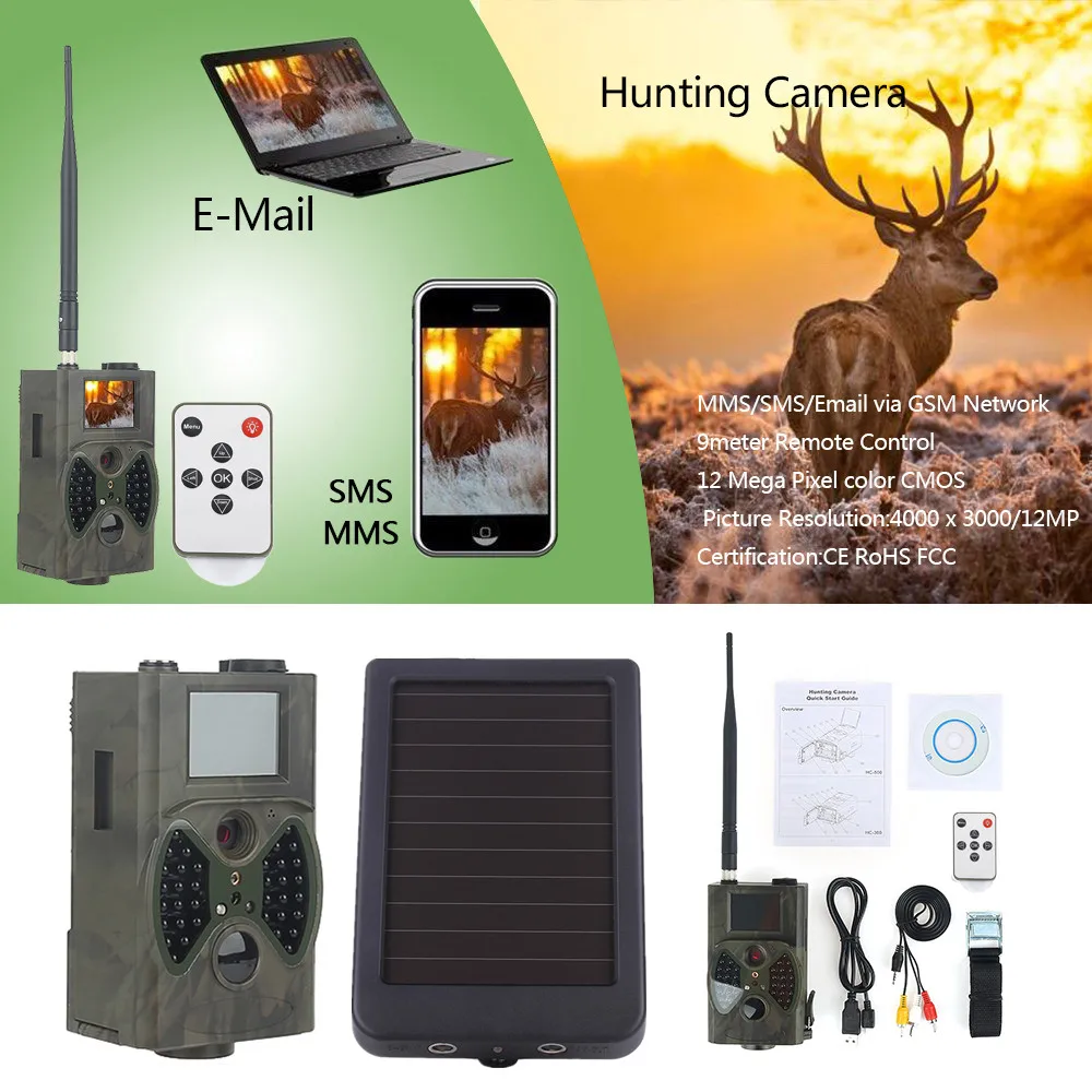 

Scout Guard Hunting Trail Cameras HC300M HC300A Solar Panel Charger External Power for Time Lapse WildCamera Chasse Video Camera