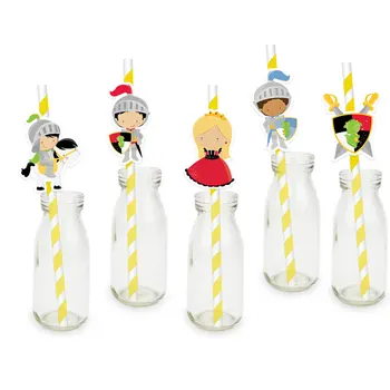 

Princess and Knights Party Straw For Paper 25PCS Straws Birthday Party Festive Supplies Paper Drinking Straws Event Supplies