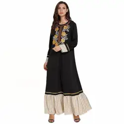 Осеннее женское Повседневное платье с вышивкой, большой размер, этнический длинный рукав, Мусульманский Абая Арабский ислам Дубаи Рамадан
