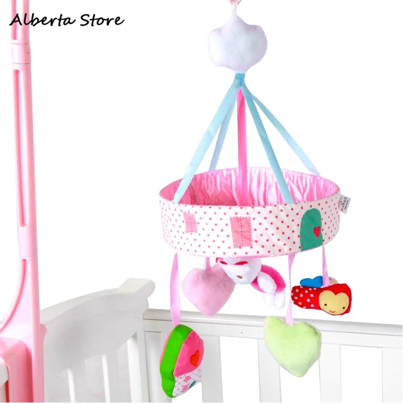 Songs Baby Mobile Crib Toys Lovely Rabbit Musical Box with  Holder Arm Music Newborn Rotate Bed Bell Plush Toy Stroller Rattle