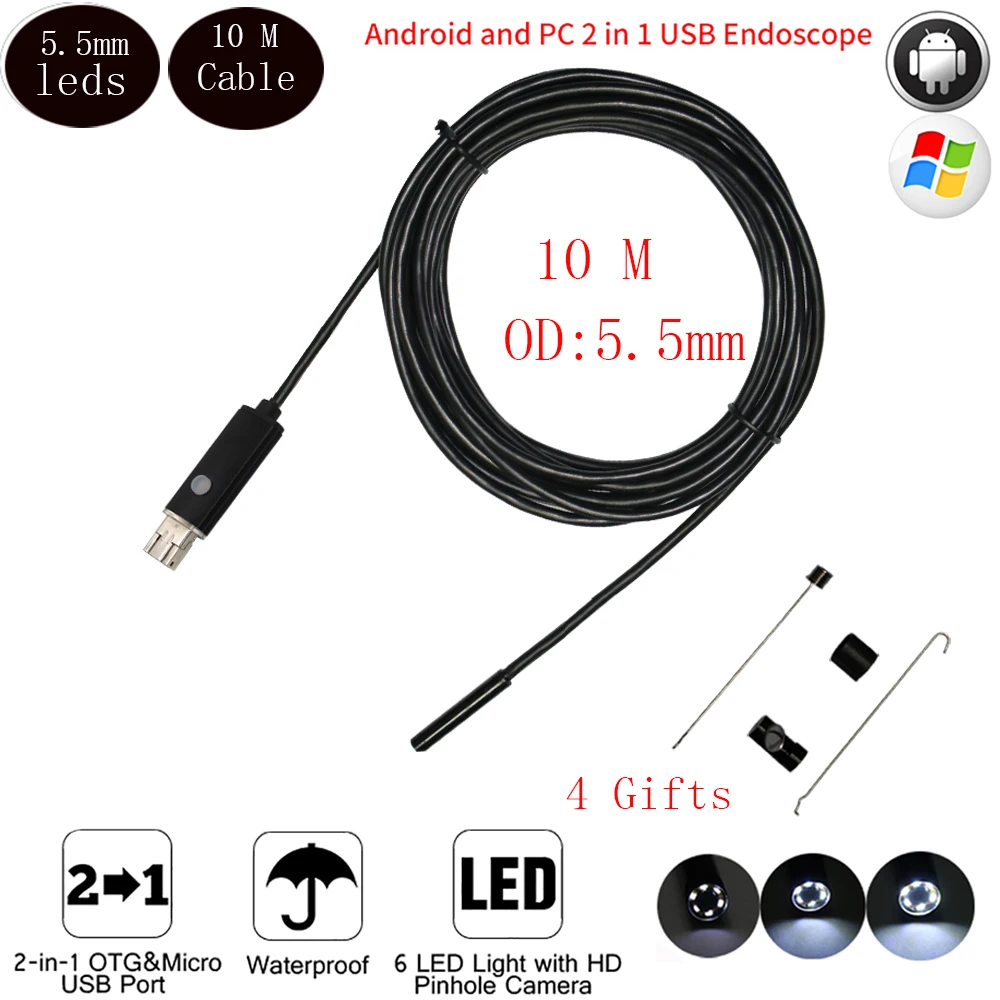 Usb камера эндоскоп 5 мм 10 м|android endoscope camera|endoscope camerainspection camera |