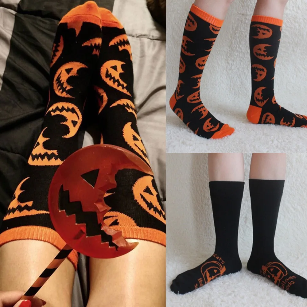 Woman/Man Pumpkin Pattern Fun Long Socks Novelty Casual Socks Soft