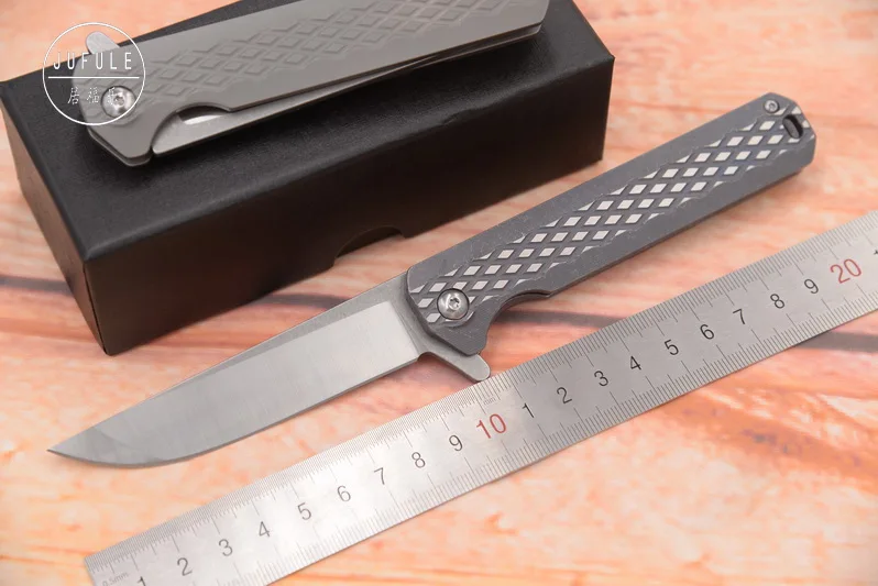 

JUFULE Made Qwaiken 2 Titanium handle ball bearing Flipper D2 blade camping hunting outdoor EDC tool folding kitchen knife