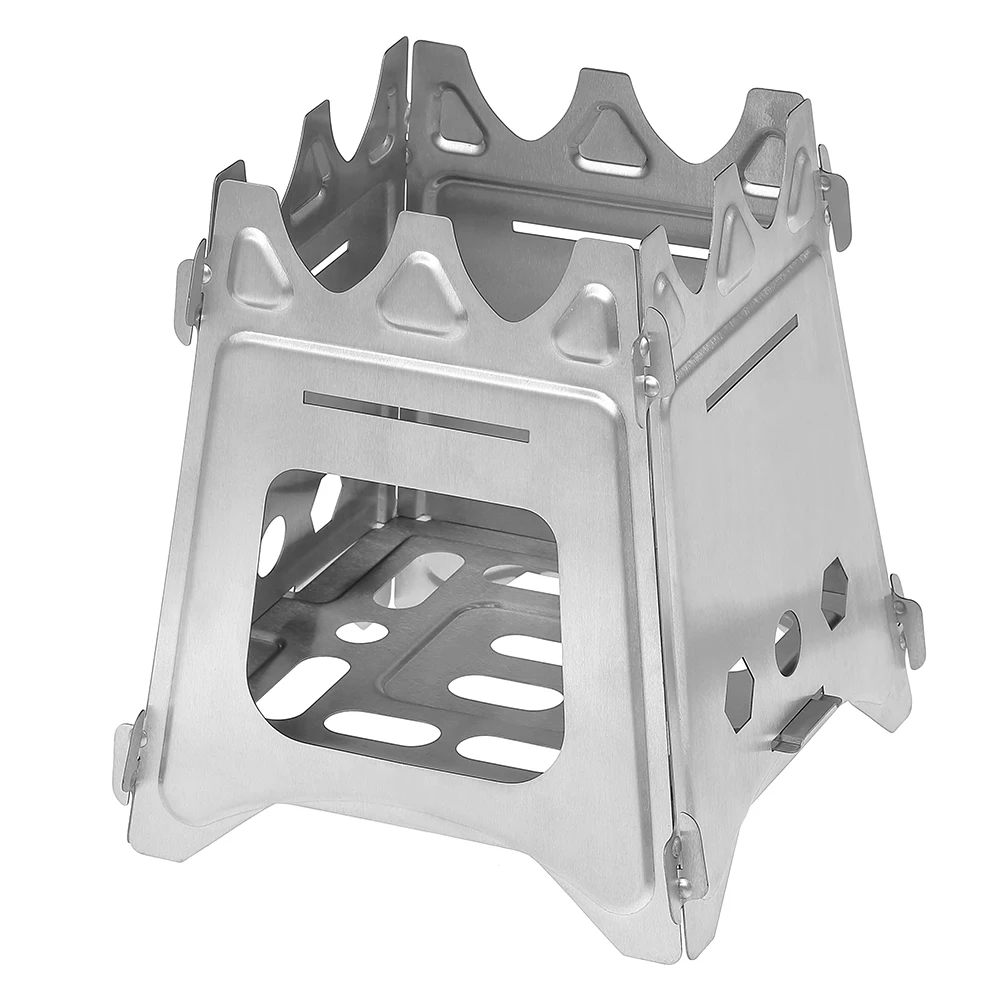 

Outdoor Camping Stove Portable Folding Backpacking Wood Stove with Alcohol Tray for Camping Fishing Hiking
