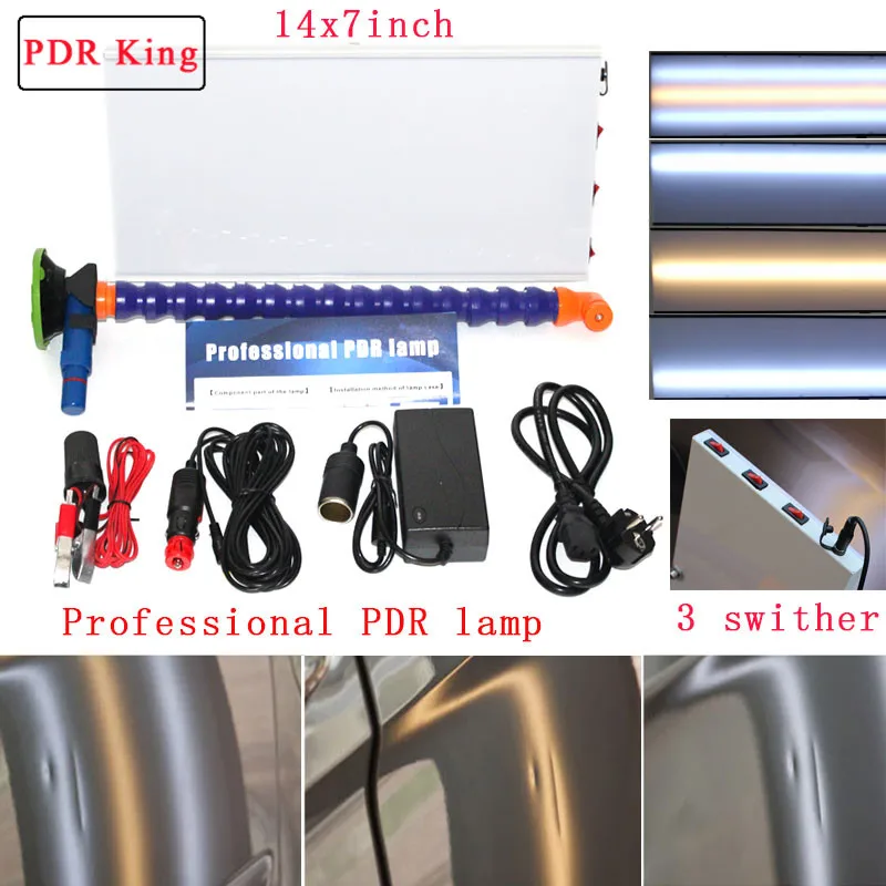 

3 Strips LED Lights PDR light with 360 degree suction cups with holder Auto Body Lamp Paintless Dent Repair LED Light PDR Tools