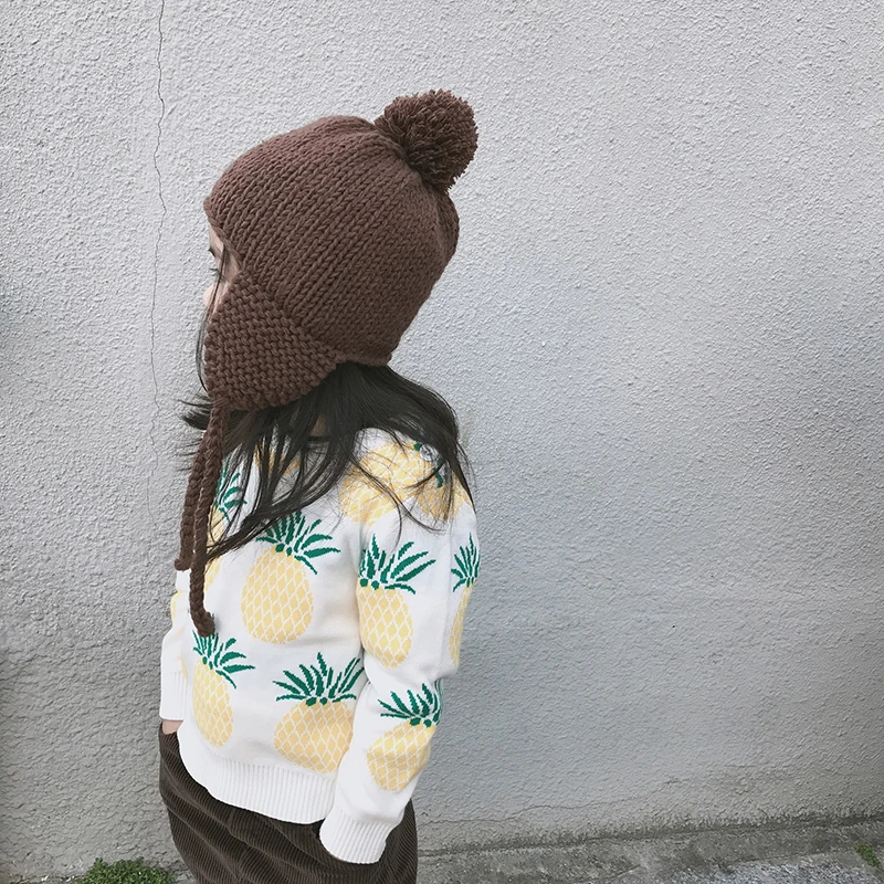 Autumn Winter Children's Clothing Cartoon Pineapple Knitted Sweaters Kids Baby Boys Girls Cotton Sweaters Tops