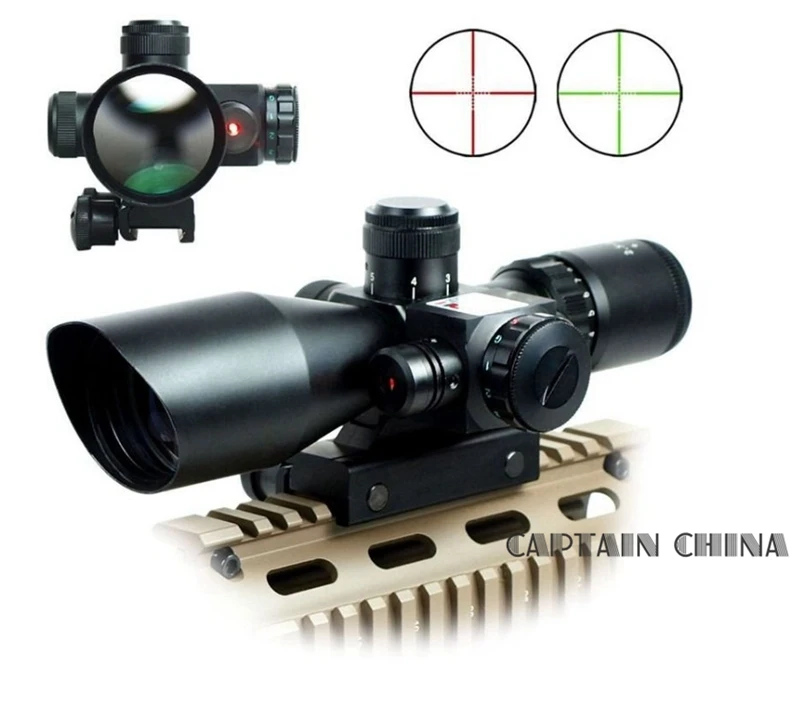 

2.5-10x40 Tactical Rifle Scope with Red Laser Dual illuminated Mil-dot w/ Rail Mount 11mm / 20mm