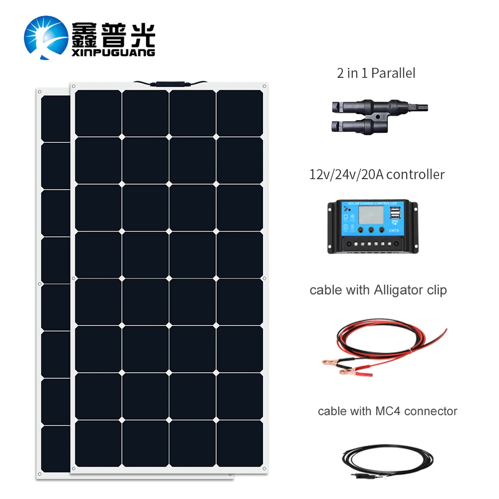 XINPUGUANG 200 Вт Гибкая солнечная панель модуль Solpanel система RV/Car/Marine/Boat/Home Use Panneau solaire 100
