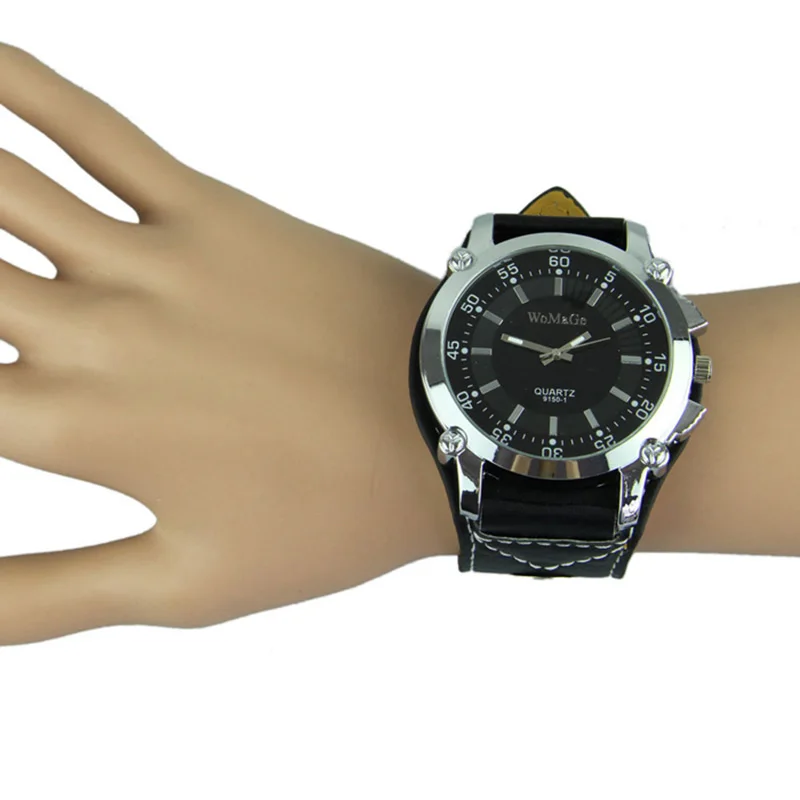 

Relojes Mujer 2019 Fashion Leatheroid Band Big Dial Black Watch New Mens Quartz Fashion Sport Wrist Watch Women Men Casual Watch