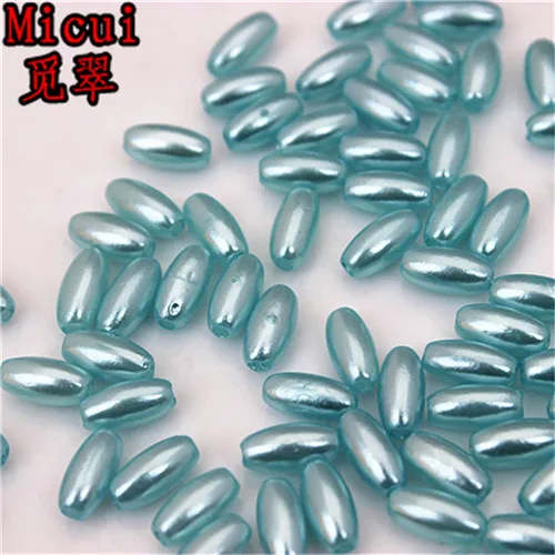 Micui 200pcs/lot 4*8mm Oval Shape Imitation Pearls Beads Crafts Decoration for DIY Bracelets Necklaces clothing Making MC539 - Цвет: Sky blue