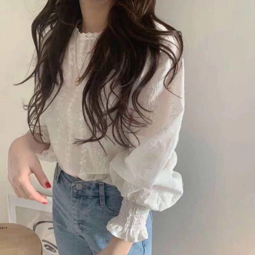 

lace chiffon blouse shirt long sleeve womens tops and blouses women shirt