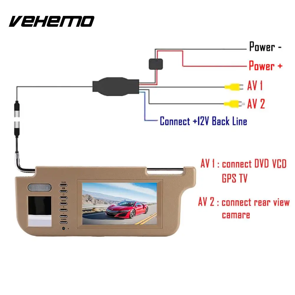 

Vehemo Car Sun Visor Monitor Car DVD Monitor Sunvisor View Monitor 7" TFT LCD Touch Universal Replacement Sun Visor