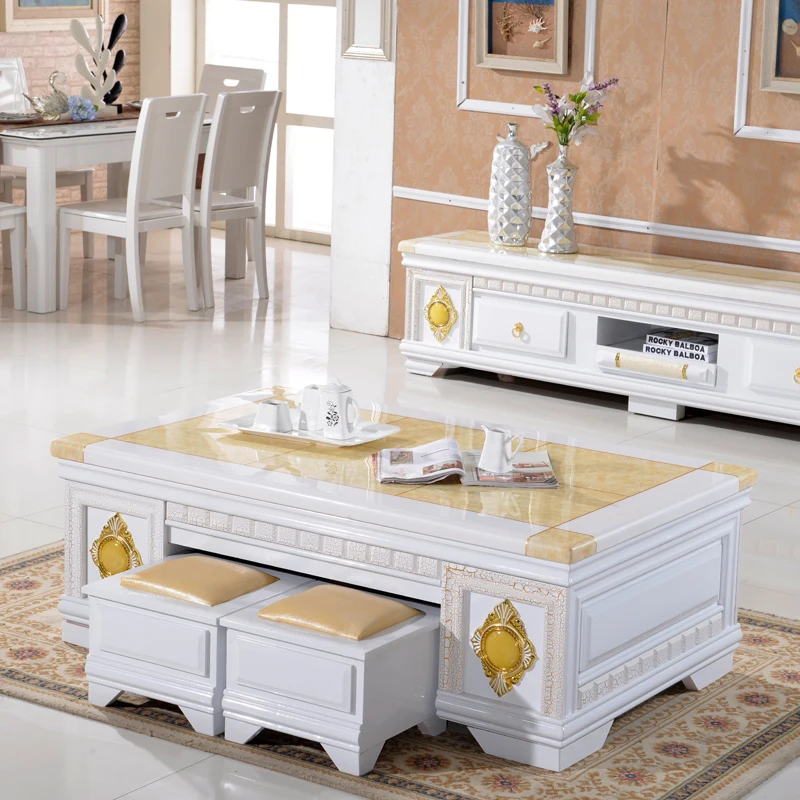 

Topaz marble coffee table fashion simple European living room rectangular two pumping stool 815 teasideend
