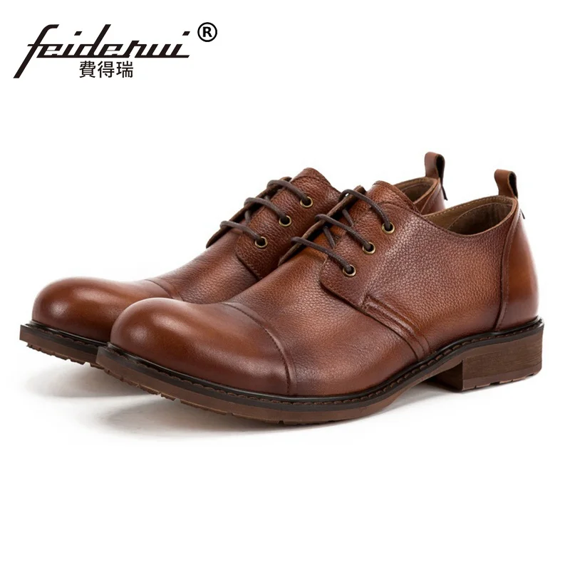 Moda Festa Genuíno De Formal Pé Casamento Dos Ss140 Nova Homem Básico Redondo Calçados cinza coffee Dedo Homens Sapatos Couro Preto Do marrom Escuro Plataforma Vestido Derby Handmade dqxnTCpwT