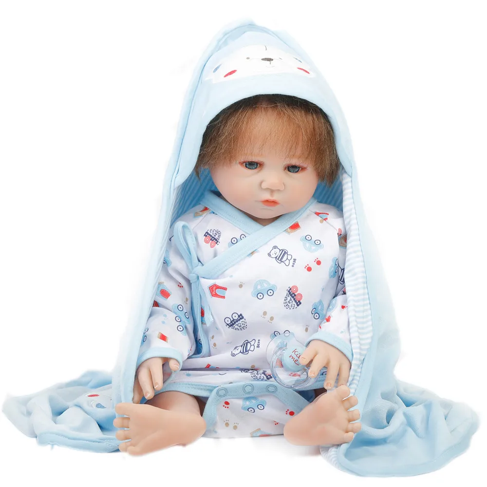 

SanyDoll 20 inch 50 cm Silicone baby reborn dolls, lifelike doll Blue dress Lovely doll boys and girls holiday gifts