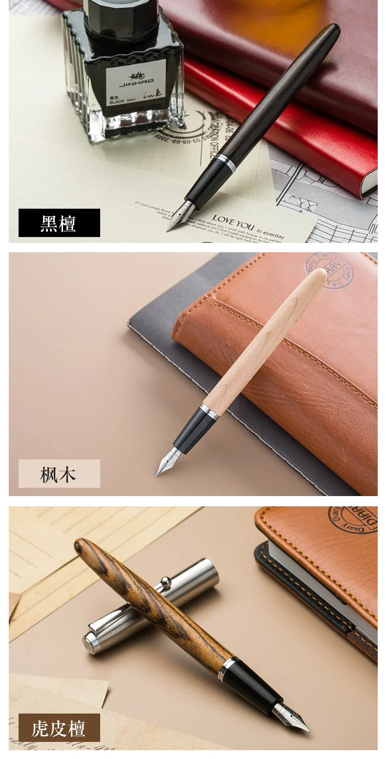 Jinhao деревянная авторучка 0,38/0,5/0,8 мм иридиевая вульпен, перо, параллельная ручка, офисные школьные товары для рукоделия Stylo