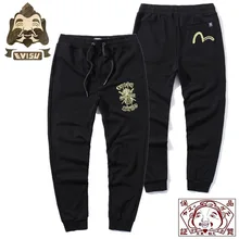 Evisu Череп Вышивка мужские повседневные брюки хлопок теплые дышащие спортивные брюки мужские повседневные черные трусы брюки F099