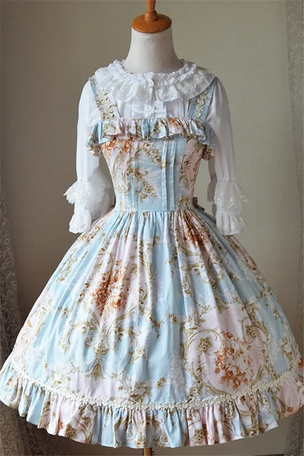 

2019 New Arrival Lolita Dresses Party Floral Printed Sweet Girls Lolita Dress for Summer