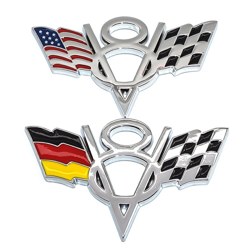 Металлическая 3d эмблема V8 US Flag Moto наклейка с логотипом на автомобиль для