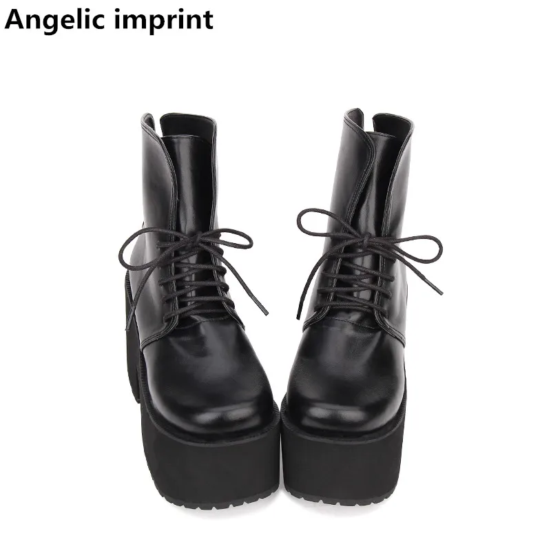 Женские мотоциклетные туфли mori girl Angelic ботинки на высоких каблуках в стиле лолита