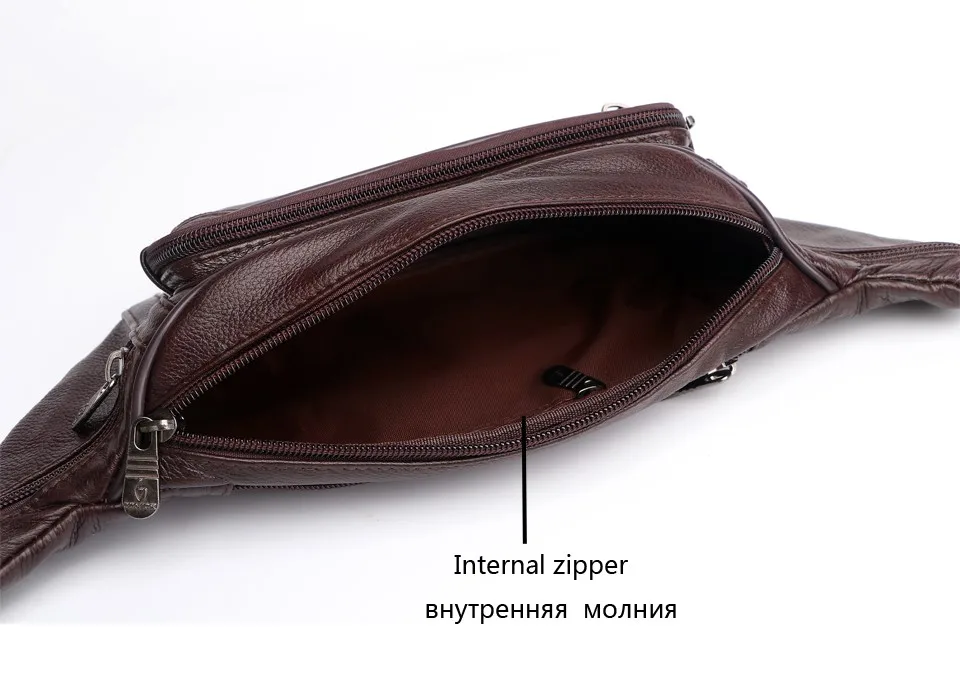 Genuine Leather Waist Bag men Waist Pack Waist Bag Funny Pack Belt Bag Men Chain Waist Bag For Phone Pouch Bolso ZZNICK