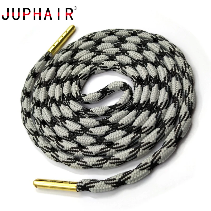 

JUPHAIR New Cheap Thick Round Shoelaces Gold Metal Tip Polyester Strong Shoelaces Athletic Sports Climbing Shoe Laces Dia 0.5cm