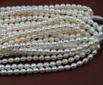 

wholesale lots 5PCS AAA high luster freshwater cultured pearl loose rice pearl string 7-8mm
