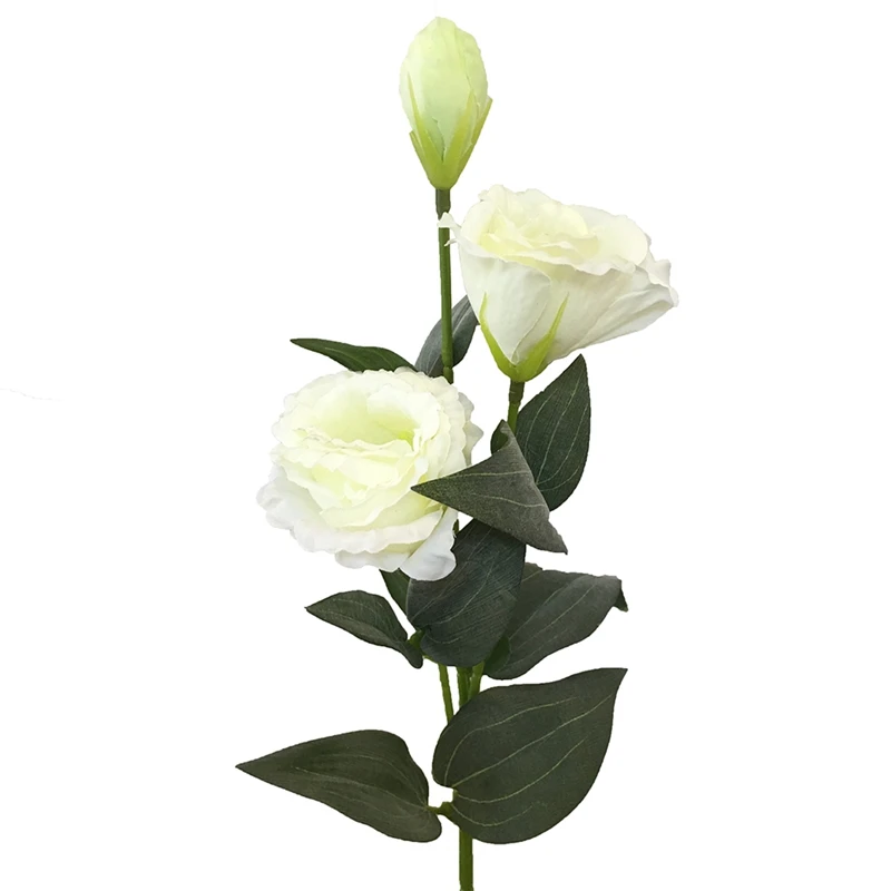 Искусственные цветы лисиантус, 3 головки, букет роз, садовые растения, пионы, шелковые цветы для свадьбы, дома, вечерние украшения - Цвет: white