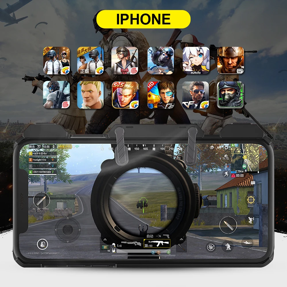 

New PUBG Mobile Game Controller Gamepad Trigger Aim Button L1R1 Shooter Joystick with phone shell for iphone6/7/8/x