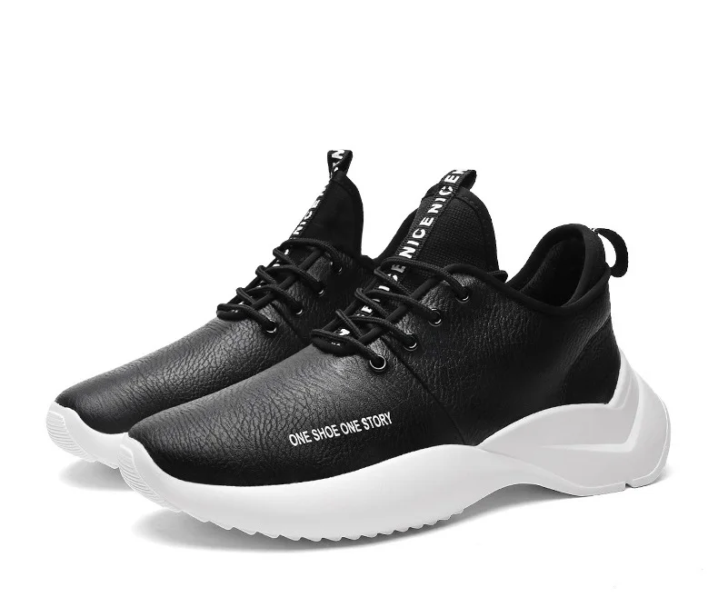 New Spring Autumn Man Walking Shoes Leather Breathable Korean Waterproof Student Damping Wear-resistant Running Shoes for Male (18)