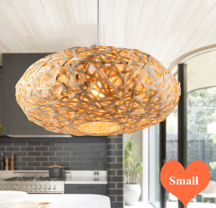 

Chinese rustic hand knitting bamboo Pendant Lights Southeast Asia style brief round E27 LED lamp for porch&parlor&stairs LHDD016