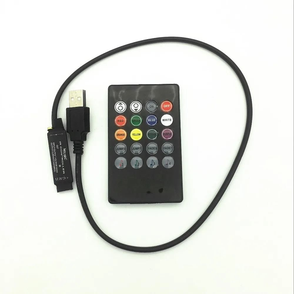 

5V Music IR Controller 20 Keys 6A 3*2A Black Voice Sound Sensor Remote Practical Home Party For usb 5050 3528 RGB 5V LED Strip