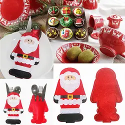 Новый год Рождественские декоративные носки подарки Xmas Санта Клаус столовые приборы держатель сумки вилка кармашки для ложек